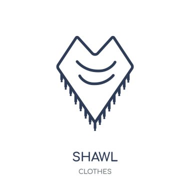 Şal simgesi. Şal doğrusal sembolü tasarım kıyafetler koleksiyonundan. Beyaz arka plan üzerinde basit anahat öğesi vektör çizim.