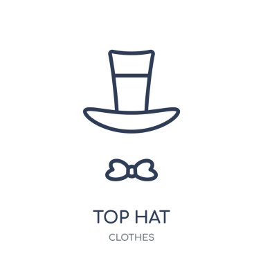 Silindir şapka simgesi. Silindir şapka doğrusal sembolü tasarım kıyafetler koleksiyonundan. Beyaz arka plan üzerinde basit anahat öğesi vektör çizim.