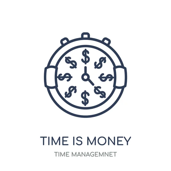 Idő Money Ikonra Idő Money Lineáris Szimbólum Tervez Ból Idő — Stock Vector