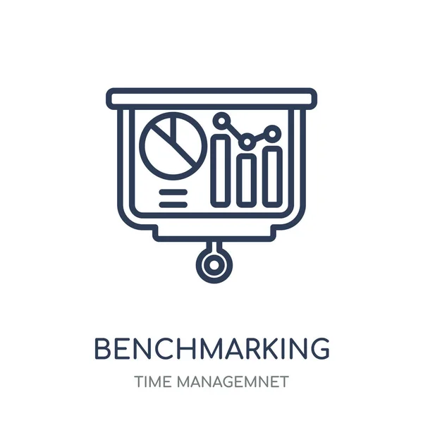 Ícone Benchmarking Benchmarking Design Símbolos Lineares Coleção Time Managemnet — Vetor de Stock