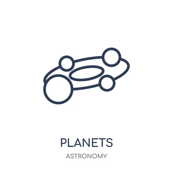 Icono Planetas Diseño Símbolos Lineales Planetas Colección Astronomy — Archivo Imágenes Vectoriales