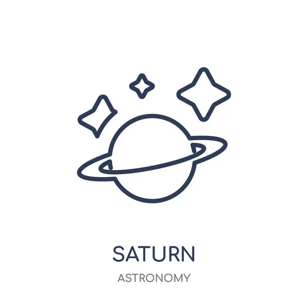 Icône Saturne Saturne Conception Symboles Linéaires Collection Astronomie — Image vectorielle