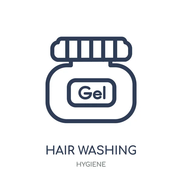 Haren Wassen Pictogram Haren Wassen Lineaire Symbool Ontwerp Uit Hygiëne — Stockvector