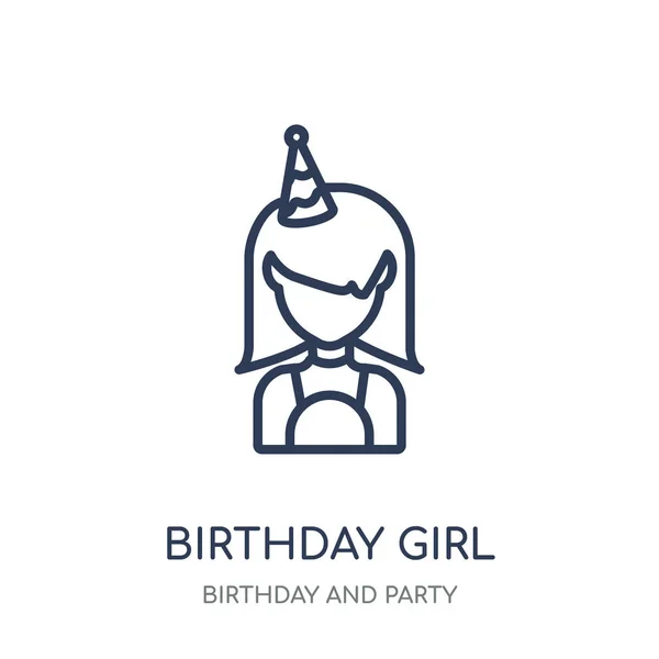 Ikon Gadis Ulang Tahun Ulang Tahun Gadis Linear Desain Simbol - Stok Vektor