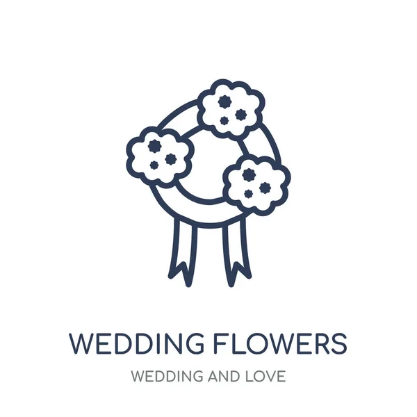 Icono Flores Boda Flores Boda Diseño Símbolo Lineal Boda Colección — Archivo Imágenes Vectoriales