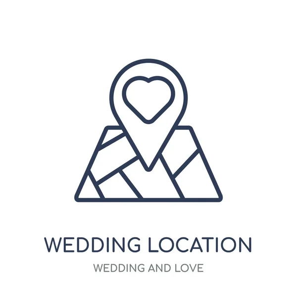 結婚式の場所のアイコン 結婚式の場所線形シンボル デザイン結婚式と愛のコレクションから 白い背景の上の簡単なアウトライン要素ベクトル図 — ストックベクタ