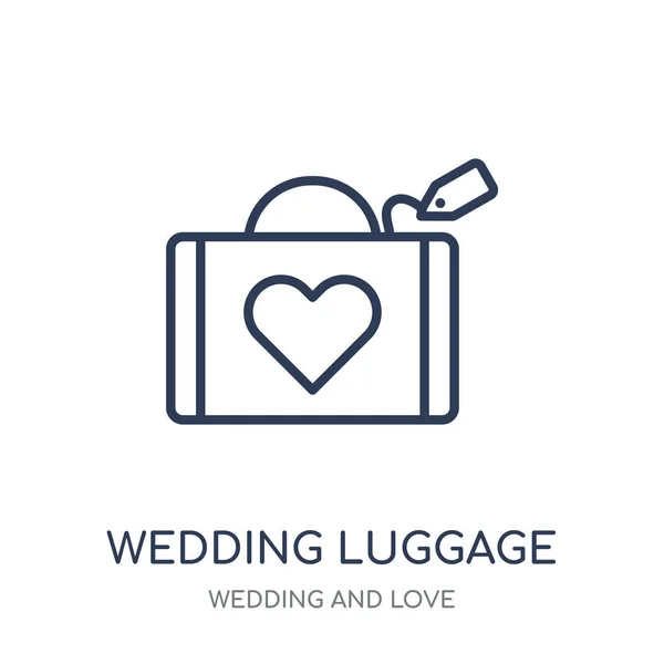 結婚式の荷物のアイコン 結婚式の結婚式や愛のコレクションから荷物線形シンボル デザイン 白い背景の上の簡単なアウトライン要素ベクトル図 — ストックベクタ