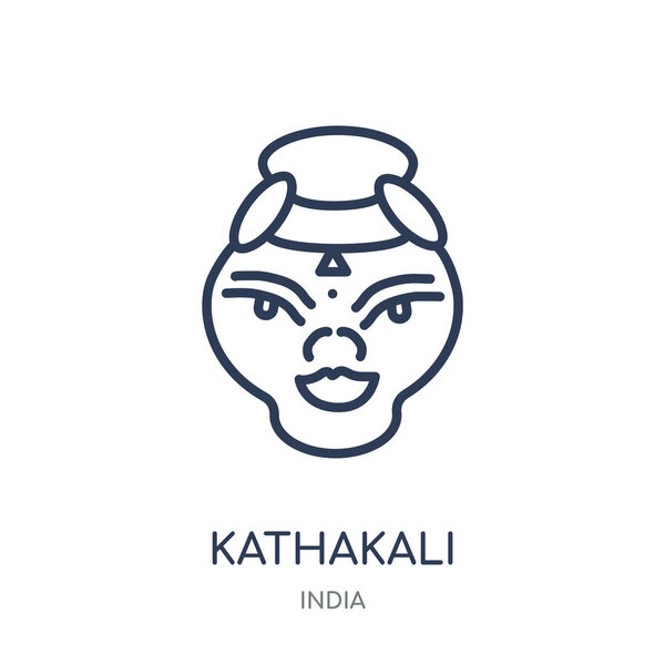 Kathakali icon. Kathakali linear symbol design from India collection. Simple outline element vector illustration on white background.