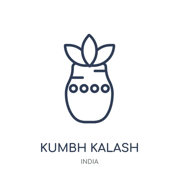 Kumbh Kalash Kumbh Kalash 线性符号设计从印度收藏 简单的大纲元素向量例证在白色背景 — 图库矢量图片