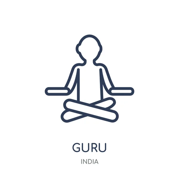 Guru Icon Guru Linear Symbol Design India Collection Simple Outline — Stock Vector