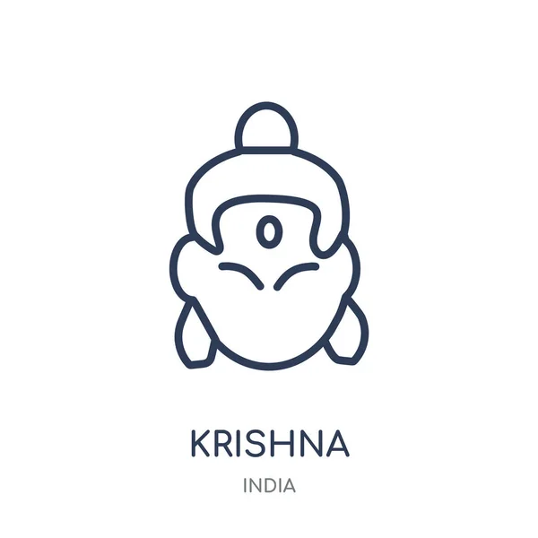 克里希纳的偶像 克里希纳线性符号设计从印度收藏 简单的大纲元素向量例证在白色背景 — 图库矢量图片