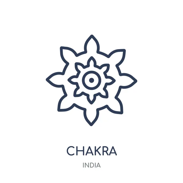 Icono Chakra Chakra Diseño Símbolo Lineal Colección India Esquema Simple — Vector de stock