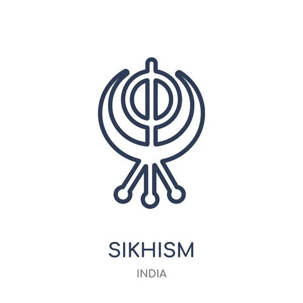 Sikhismen Ikonen Sikhismen Linjär Symbol Design Från Indien Samling Enkel — Stock vektor