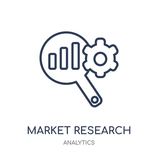 Icono Investigación Mercado Market Research Diseño Símbolos Lineales Colección Analytics — Vector de stock