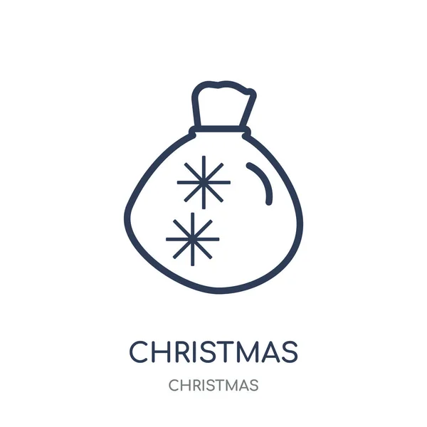 Icône Sac Noël Noël Noël Sac Noël Conception Symbole Linéaire — Image vectorielle