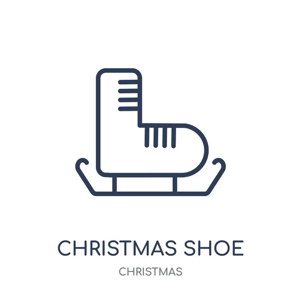 Icône Chaussures Noël Chaussure Noël Conception Symbole Linéaire Collection Noël — Image vectorielle