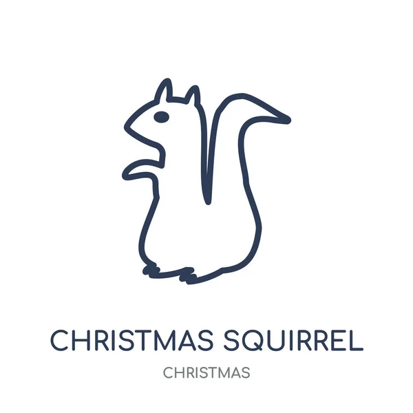 Χριστούγεννα Σκίουρος Εικονίδιο Χριστούγεννα Σκίουρος Γραμμικό Σύμβολο Σχεδιασμού Από Την — Διανυσματικό Αρχείο