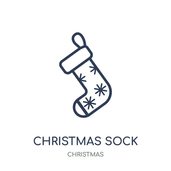 Noel Çorap Simgesi Noel Çorap Doğrusal Sembolü Tasarım Noel Koleksiyonundan — Stok Vektör