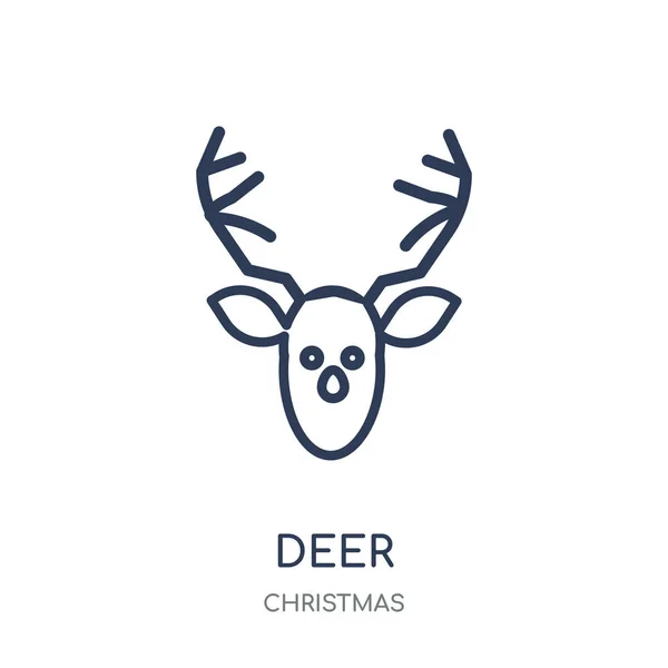 鹿のアイコン クリスマス コレクションから鹿線形シンボル デザイン 白い背景の上の簡単なアウトライン要素ベクトル図 — ストックベクタ