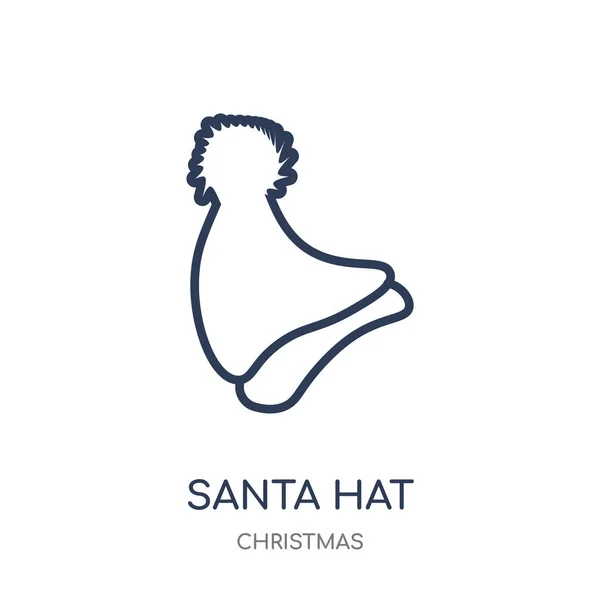 Santa Καπέλο Εικονίδιο Santa Καπέλο Σύμβολο Γραμμική Σχεδίαση Από Την — Διανυσματικό Αρχείο