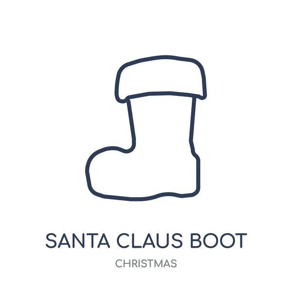 Santa Claus Boot Ikonen Santa Claus Boot Linjär Symbol Design — Stock vektor