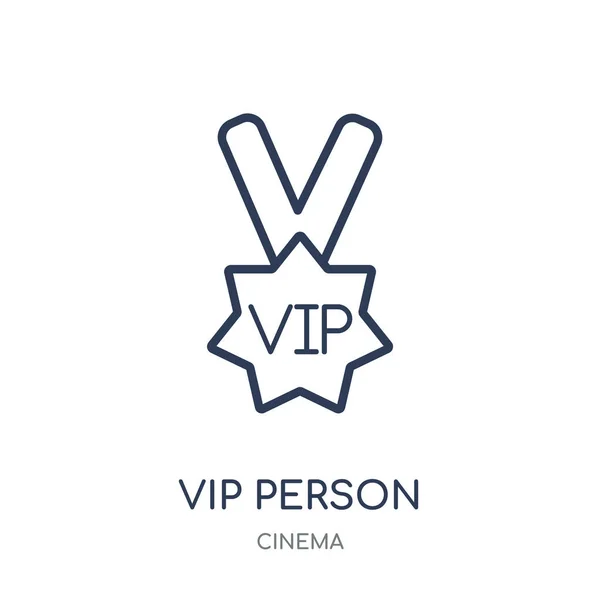 Vip person icon. Vip person linear symbol design from Cinema collection. Simple outline element vector illustration on white background.