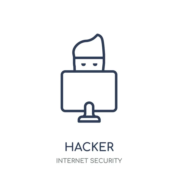 Hacker Pictogram Hacker Lineaire Symbool Ontwerp Uit Internet Beveiliging Collectie — Stockvector