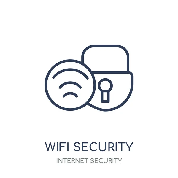 Wifi Beveiligingspictogram Wifi Lineaire Symbool Veiligheidsontwerp Van Internet Beveiliging Collectie — Stockvector