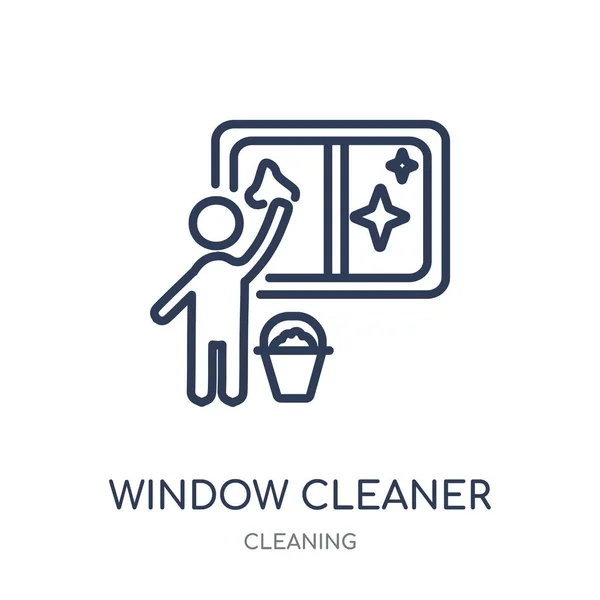 Icono Limpiador Ventanas Limpiador Ventanas Diseño Símbolo Lineal Colección Cleaning — Vector de stock