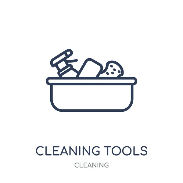 Καθαρισμός Εργαλεία Εικονίδιο Καθαρισμός Εργαλεία Σύμβολο Γραμμική Σχεδίαση Από Τον — Διανυσματικό Αρχείο