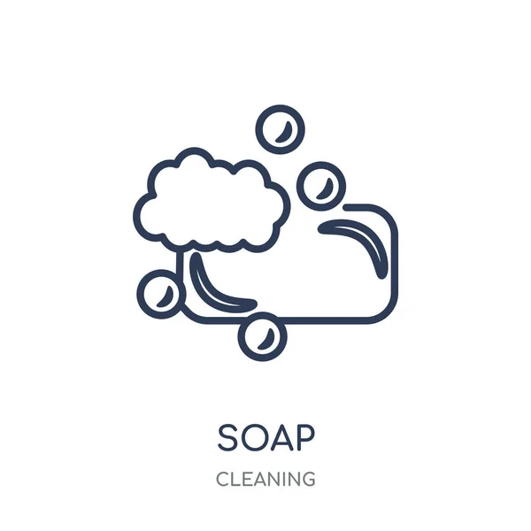 Ikon Sabun Soap Desain Simbol Linear Dari Koleksi Cleaning Ilustrasi - Stok Vektor