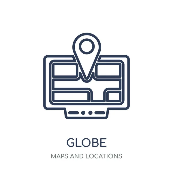 Icono Del Globo Diseño Símbolos Lineales Globe Colección Maps Locations — Vector de stock