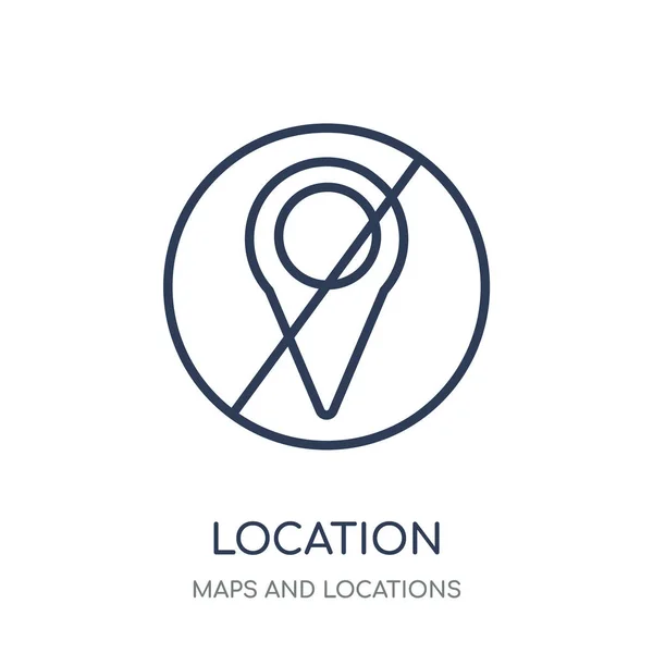 Значок Местоположения Расположение Линейный Дизайн Символов Карт Коллекции Мест Простая — стоковый вектор