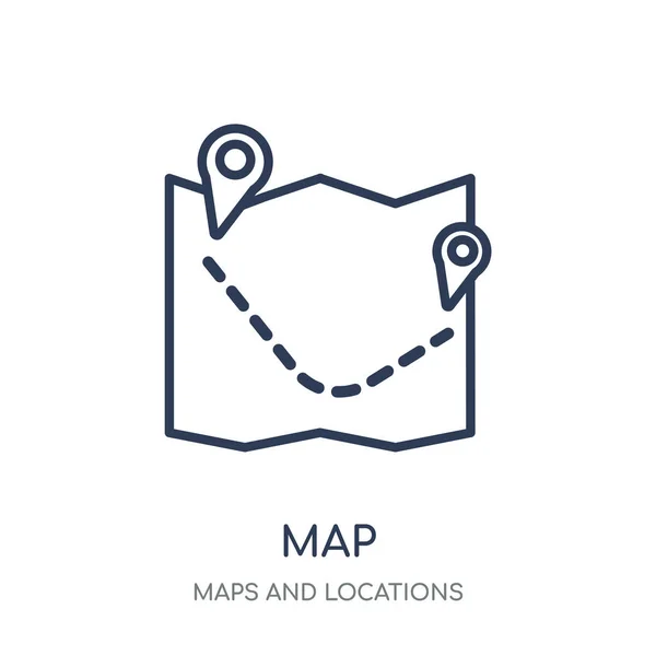地図のアイコン マップと場所のコレクションから線形シンボル デザインをマップします 白い背景の上の簡単なアウトライン要素ベクトル図 — ストックベクタ