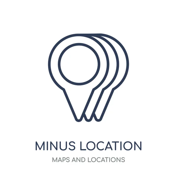 Menos Icono Ubicación Menos Localización Diseño Símbolos Lineales Colección Maps — Vector de stock