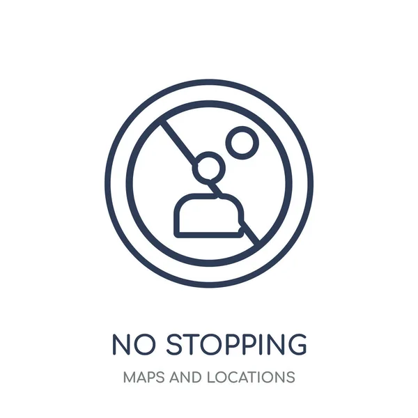 Значка Остановки Stop Linear Symbol Design Maps Locations Collection Простая — стоковый вектор