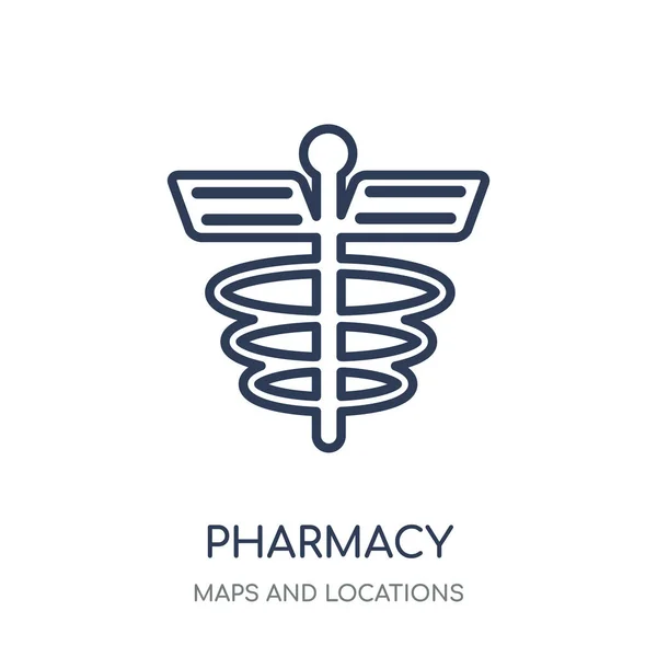 Icono Signo Farmacia Pharmacy Sign Diseño Símbolos Lineales Colección Maps — Archivo Imágenes Vectoriales