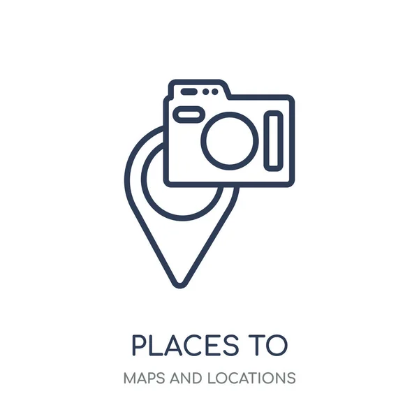 Places Photograph Icon Places Photograph Linear Symbol Design Maps Locations — Stock Vector