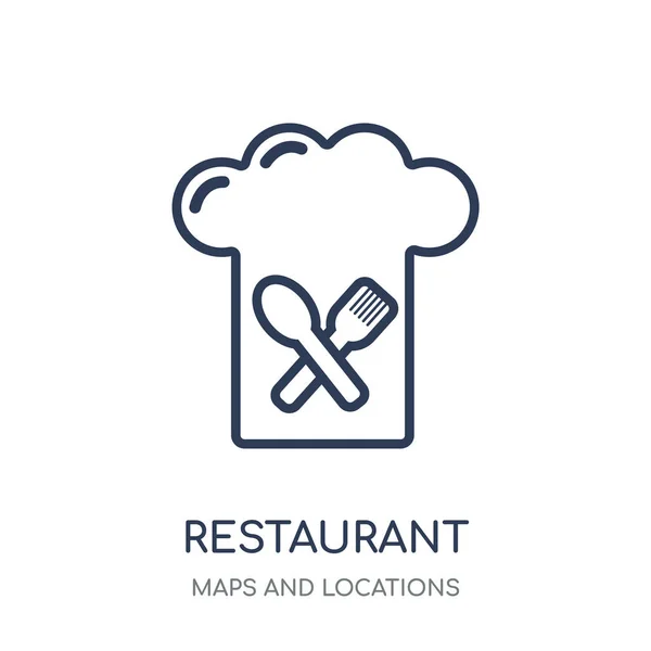 Icono Del Restaurante Icono Restaurante Icono Diseño Símbolo Lineal Mapas — Archivo Imágenes Vectoriales