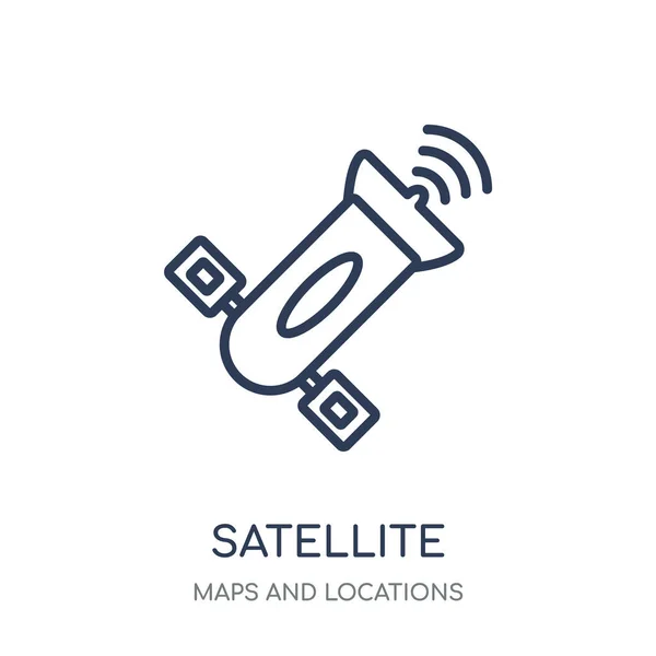 Icono Señal Satelital Diseño Símbolo Lineal Señal Satelital Colección Maps — Vector de stock