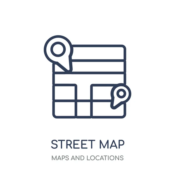 Icono Street Map Diseño Símbolos Lineales Street Map Colección Maps — Vector de stock
