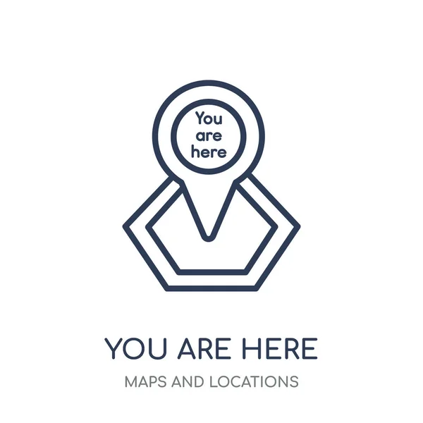 Simge Buradasınız Haritalar Konumlar Koleksiyonundan Doğrusal Sembolü Tasarım Buradasınız Beyaz — Stok Vektör