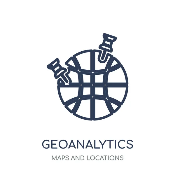 Icono Geoanalytics Diseño Símbolos Lineales Geoanalytics Colección Maps Locations Esquema — Vector de stock