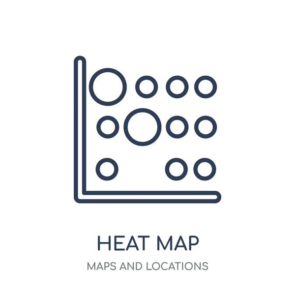 Піктограма Теплової Карти Теплова Карта Лінійний Дизайн Символів Колекції Карт — стоковий вектор