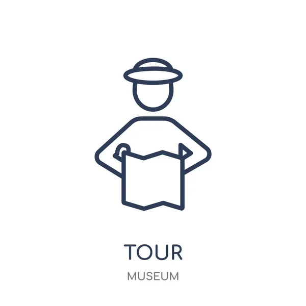 Tour Ikonę Zwiedzanie Symbolu Liniowego Projekt Kolekcji Muzeum Proste Konspektu — Wektor stockowy