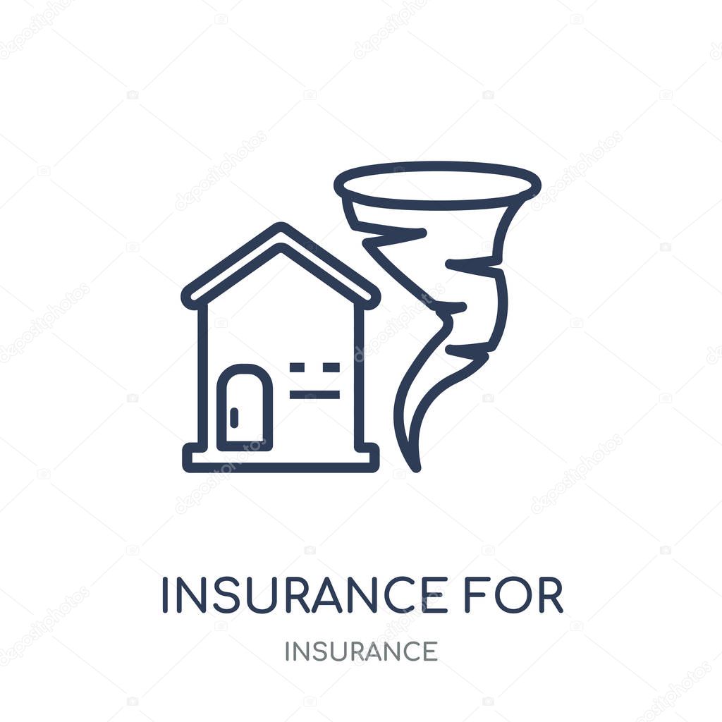 Insurance for home of tornado icon. Insurance for home of tornado linear symbol design from Insurance collection.