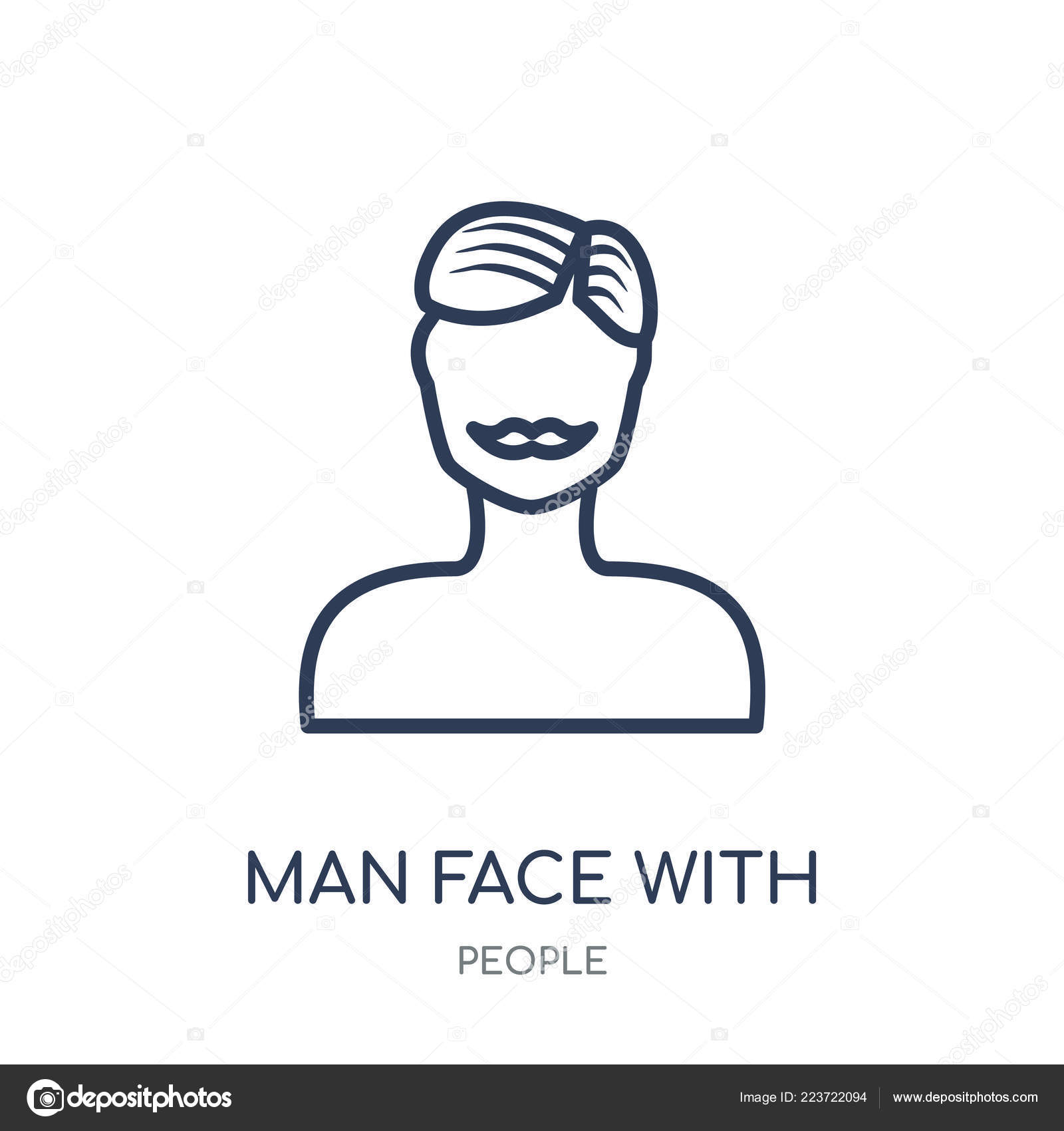 Man Face Moustache Icon Man Face Moustache Linear Symbol