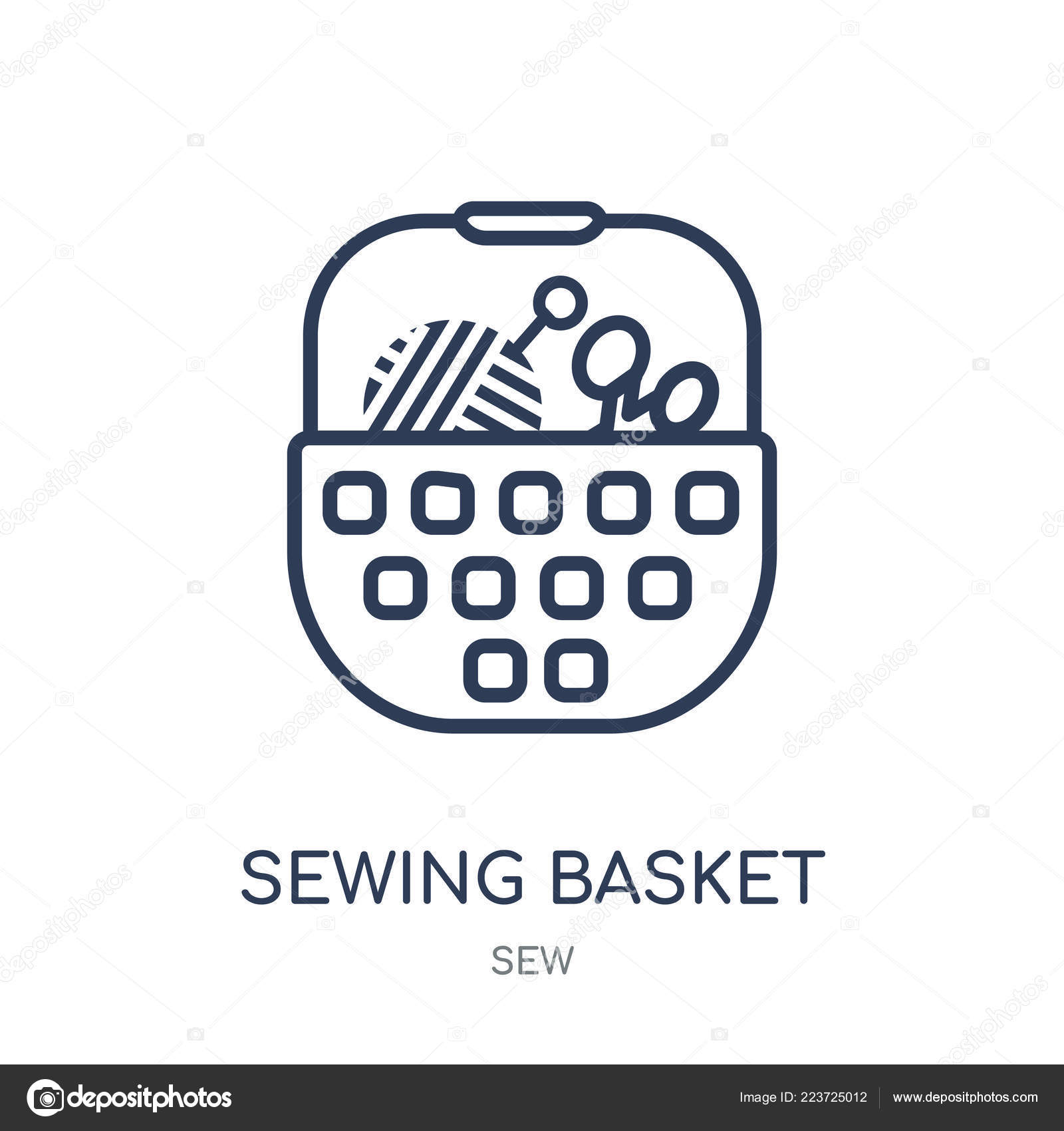 Sewing Basket Icon Sewing Basket Linear Symbol Design Sew Collection Stock Vector Image by