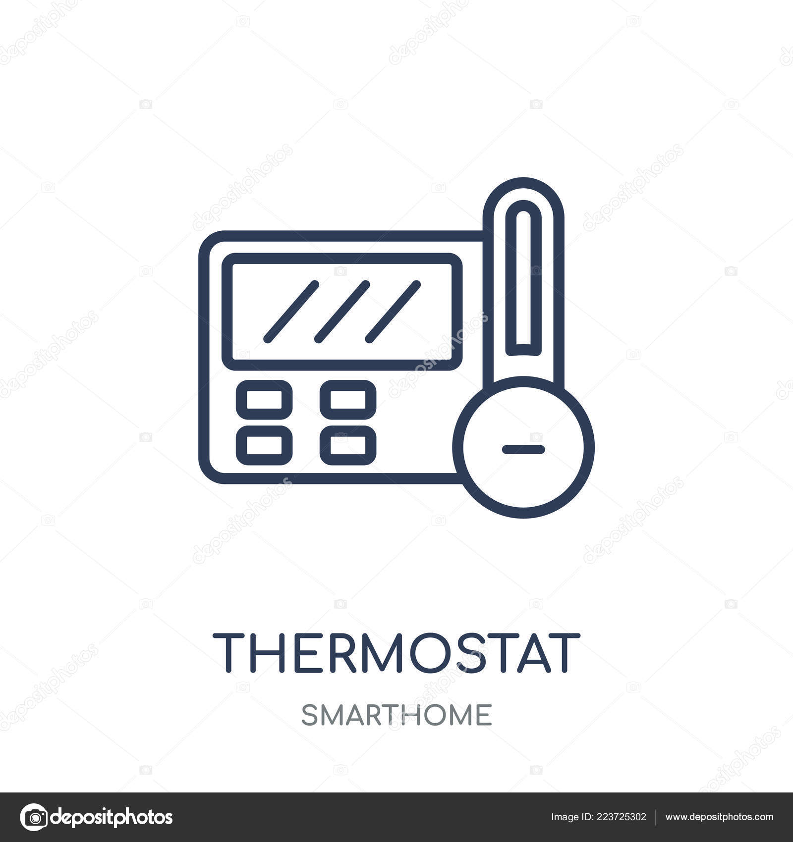 Thermostat Icon Thermostat Linear Symbol Design Smarthome Collection