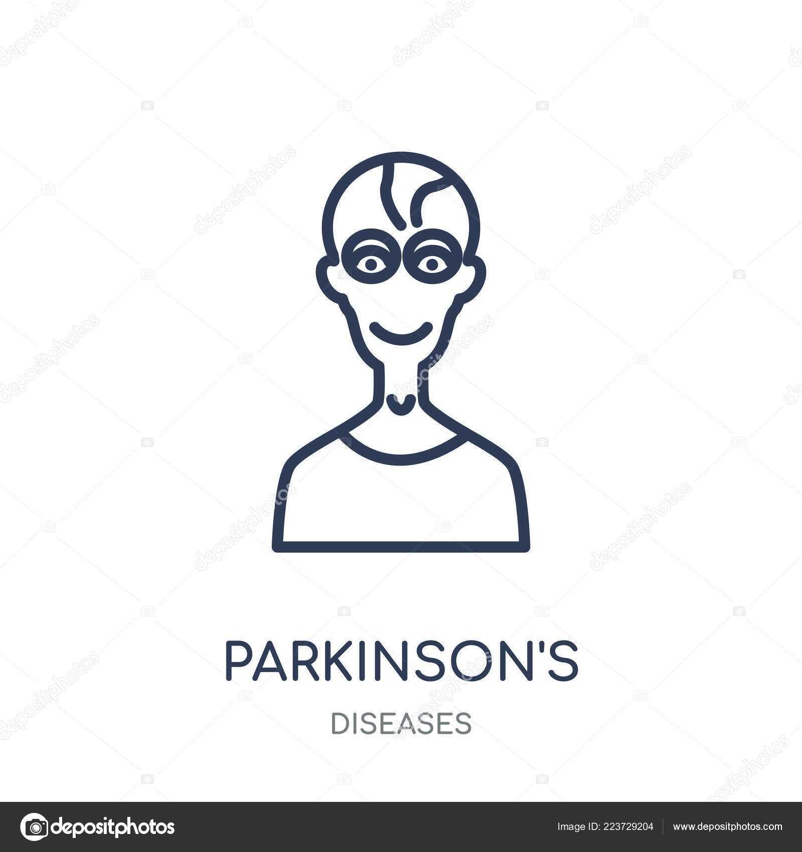 Parkinson's Disease Icon Parkinson's Disease Linear Symbol Design